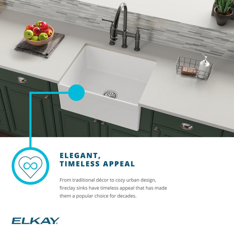 Elkay Fireclay 25" L x 19" W Farmhouse Kitchen Sink & Reviews Wayfair